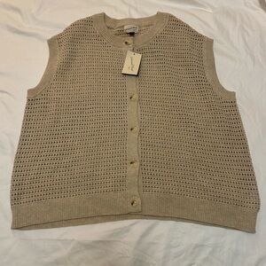 Universal Thread Beige Open Knit Sweater Vest Button Front | XXL | NWT